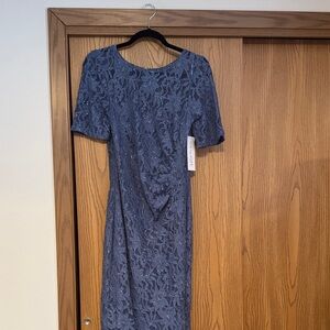 Chic Navy Lace Midi Dress